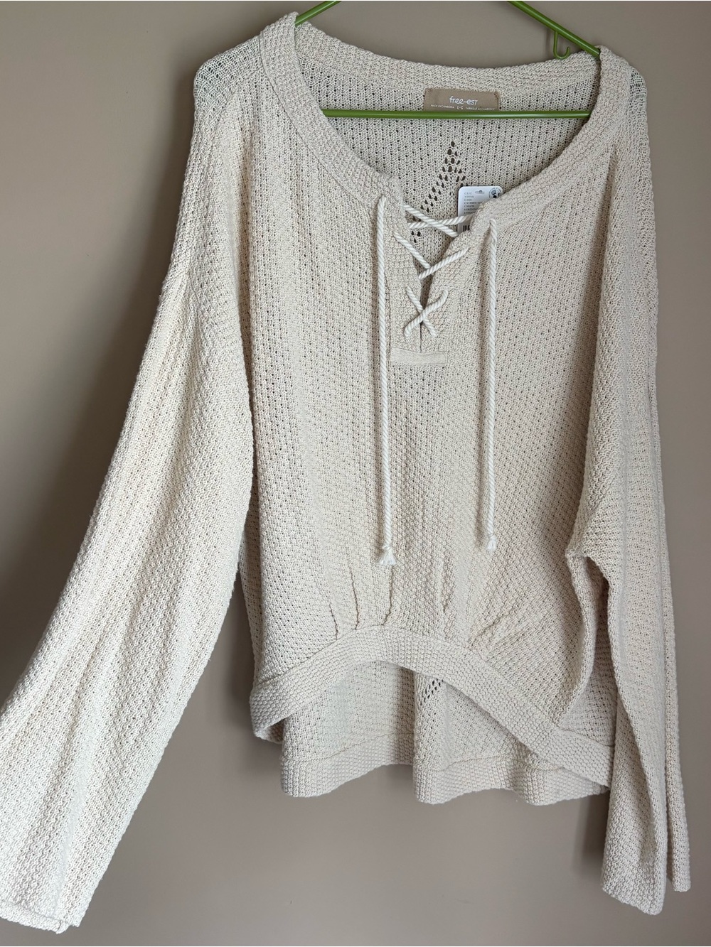 Free People Beach Free-est High Low Lace Up Pullover Sweater
